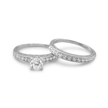 Load image into Gallery viewer, Rhodium Plated Sterling Silver Wedding Band Two Ring Set - SoMag2