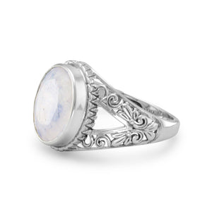 Oxidized Ornate Rainbow Moonstone Ring - SoMag2