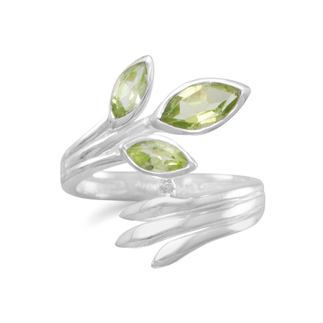 Fan Design Marquise Peridot Wrap Ring - SoMag2