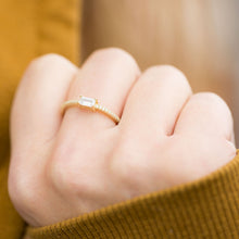 Load image into Gallery viewer, Gold Plated Sterling Silver Rectangle CZ Ring - SoMag2