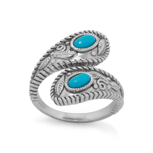 Rhodium Plated Turquoise Wrap Ring - SoMag2