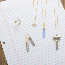 Load image into Gallery viewer, Pencil Cut Gray Moonstone Drop Necklace - SoMag2