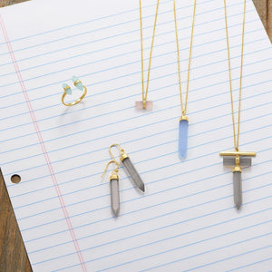 Pencil Cut Gray Moonstone Drop Necklace - SoMag2