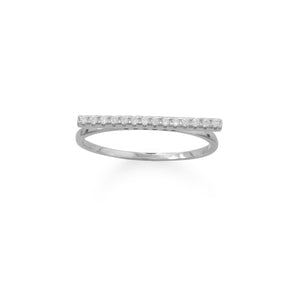 Rhodium Plated CZ Bar Ring - SoMag2