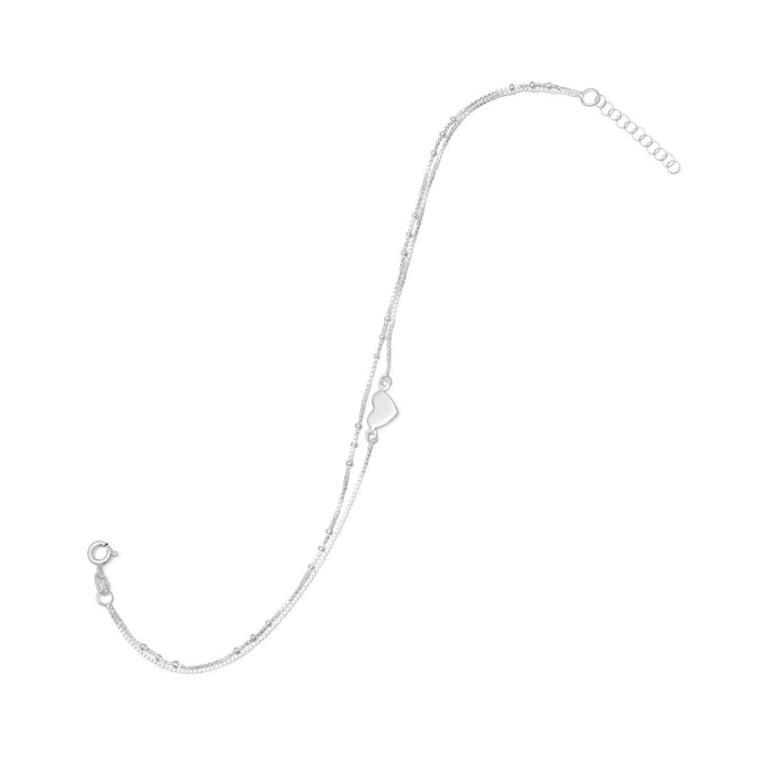 Sterling Silver Double Strand Heart Anklet - SoMag2