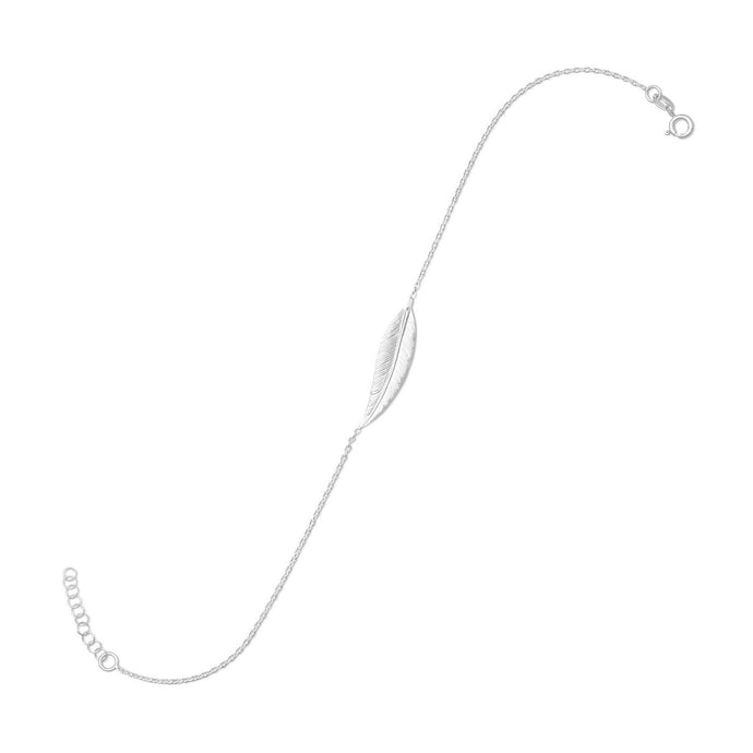 Silver Sideways Feather Anklet - SoMag2