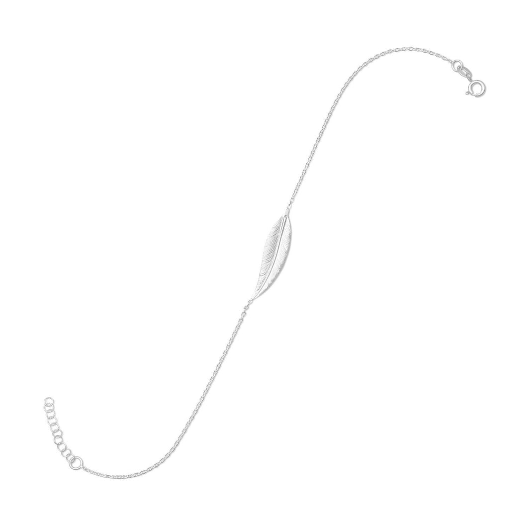 Silver Sideways Feather Anklet - SoMag2