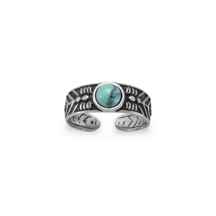Oxidized Toe Ring with Simulated Turquoise - SoMag2