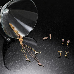 Gold Plated CZ Martini Stud Earrings - SoMag2