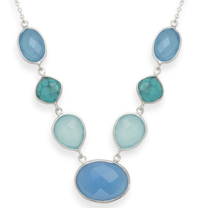 Stabilized Turquoise and Chalcedony Necklace - The Southern Magnolia Too