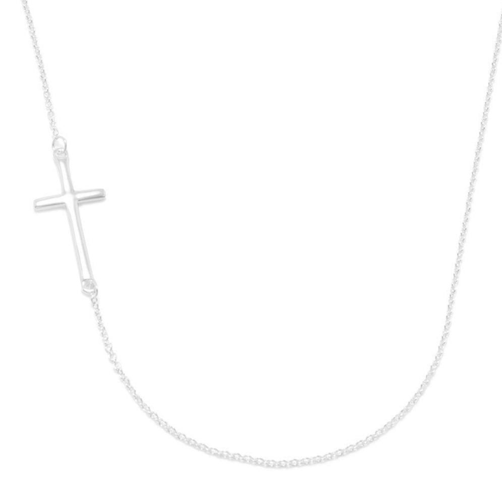 Necklace with Off Center Cross - The Southern Magnolia Too