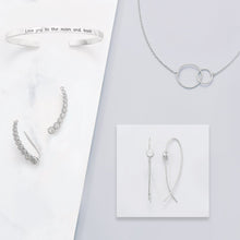 Load image into Gallery viewer, Textured Rhodium Plated Bezel CZ Ear Climbers - SoMag2