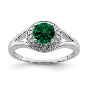 Sterling Silver Gemstone & Diamond Ring