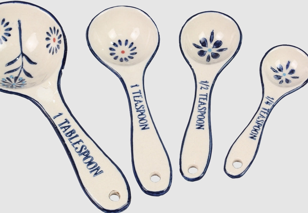 Madrid Blue Floral Ceramic Measuring Spoon Set - SoMag2