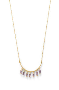 Curved Bar Amethyst Drop Necklace - SoMag2