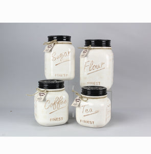 Ceramic Cream Mason Jar Canister Set